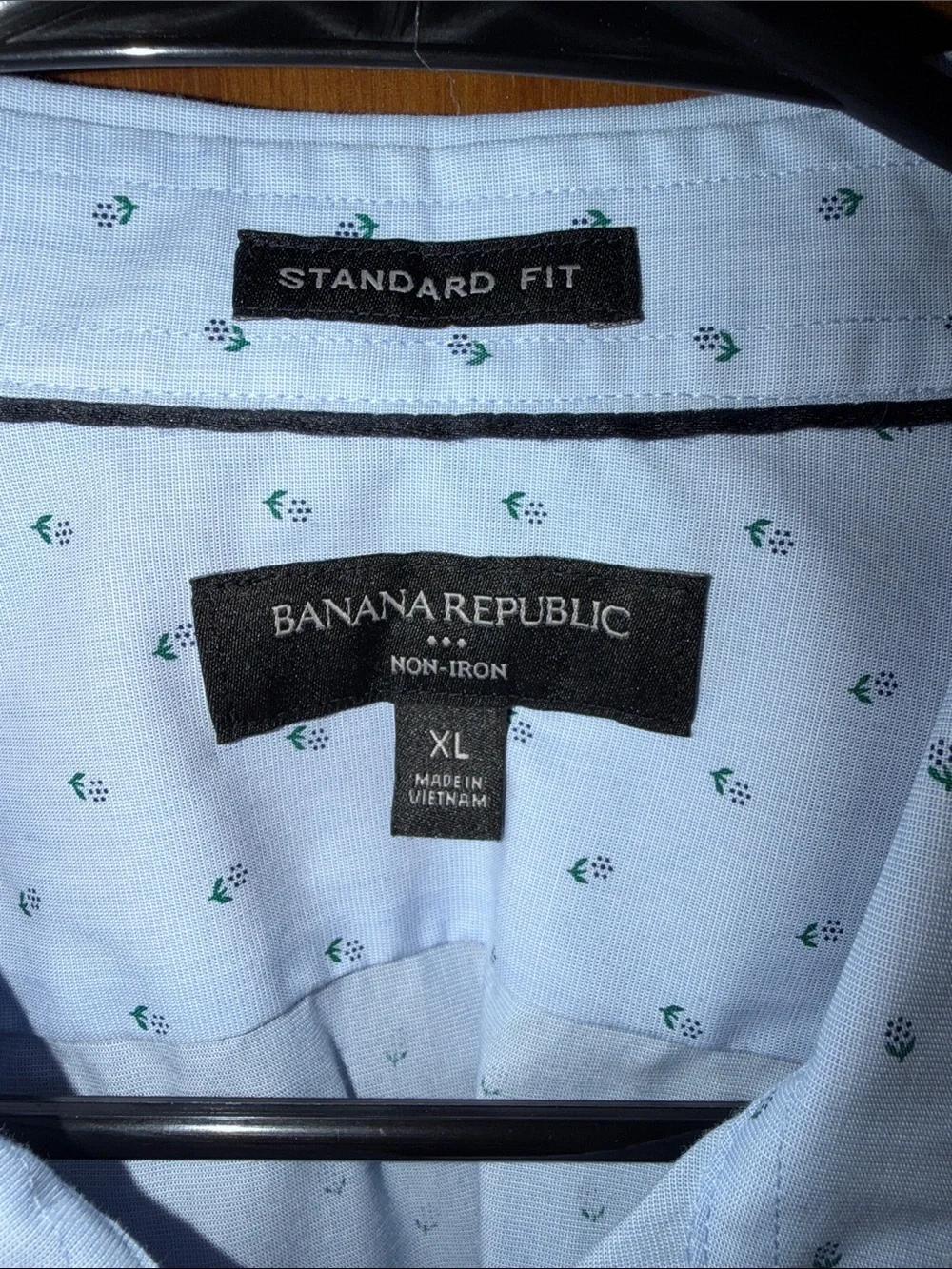 Banana Republic Light Blue Shirt with Micro Flower Print
